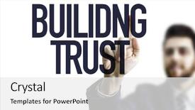  Presentation with building character - Slide deck featuring man pointing the text building background and a white colored foreground