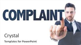  Presentation with 3d man business leader - PPT theme having man pointing the text complaint background and a white colored foreground