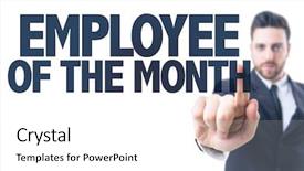  Presentation with employee month - Presentation design with man pointing the text employee background and a white colored foreground