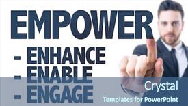  Presentation with empower - Theme having man pointing the text empower background and a ocean colored foreground