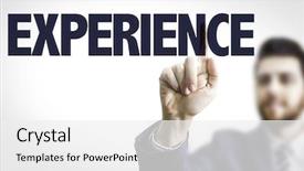  Presentation with business experience - Slide deck with man pointing the text experience background and a white colored foreground