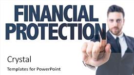  Presentation with financial - Presentation design having man pointing the text financial background and a white colored foreground