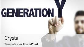  Presentation with generation - Amazing PPT layouts having man pointing the text generation backdrop and a white colored foreground