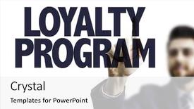 Presentation with brand loyalty - Cool new PPT layouts with man pointing the text loyalty backdrop and a white colored foreground