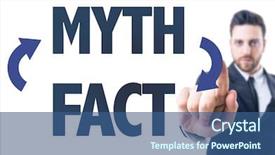  Presentation with business - Audience pleasing PPT layouts consisting of man pointing the text myth backdrop and a ocean colored foreground