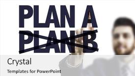  Presentation with business plan - PPT layouts featuring man pointing the text plan background and a white colored foreground