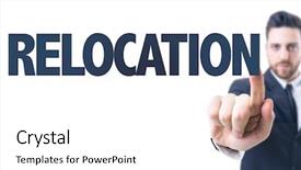  Presentation with 3d man business leader - Audience pleasing presentation consisting of man pointing the text relocation backdrop and a  colored foreground