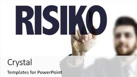  Presentation with risk - Audience pleasing PPT theme consisting of man pointing the text risk backdrop and a white colored foreground