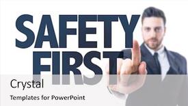  Presentation with safety workplace - Presentation featuring man pointing the text safety background and a white colored foreground