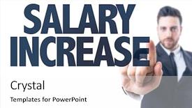  Presentation with salary - PPT theme having man pointing the text salary background and a white colored foreground