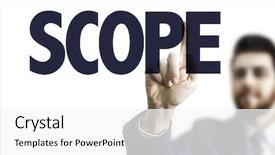  Presentation with scope work - PPT layouts consisting of man pointing the text scope background and a white colored foreground