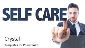  Presentation with self care - Beautiful theme featuring man pointing the text self backdrop and a white colored foreground