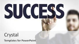  Presentation with success business - PPT layouts having man pointing the text success background and a  colored foreground