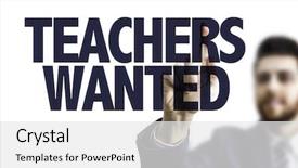  Presentation with teachers - Colorful PPT theme enhanced with man pointing the text teachers backdrop and a  colored foreground