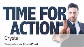  Presentation with time - Beautiful slide deck featuring man pointing the text time backdrop and a white colored foreground