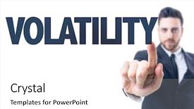  Presentation with volatility - Audience pleasing PPT layouts consisting of man pointing the text volatility backdrop and a white colored foreground
