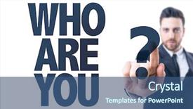  Presentation with personality - Slide set consisting of brand personality - business man pointing the text background and a ocean colored foreground