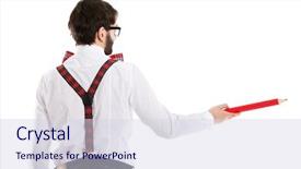  Presentation with old fashion pen rizal - PPT theme featuring man pointing with big pencil background and a  colored foreground