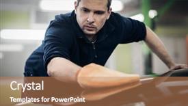  Presentation with car wash - Slide deck with man polishing car background and a coral colored foreground