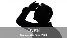  Presentation with man looking up happy - PPT layouts with man portrait looking up forward background and a gray colored foreground