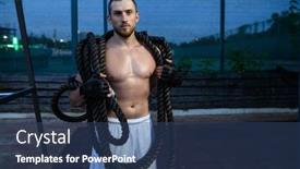  Presentation with crossfit - Slide deck enhanced with man-poses-with-crossfit-ropes background and a ocean colored foreground