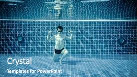  Presentation with superman - PPT theme enhanced with man posing as superman underwater swimming pool background and a teal colored foreground