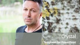  Presentation with single tree - Presentation theme enhanced with man posing in spring park background and a gray colored foreground