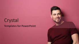  Presentation with special education young adult man - Presentation consisting of man posing on color background background and a coral colored foreground