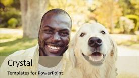  Presentation with dog park animal jack - PPT theme consisting of a dog at park background and a soft green colored foreground