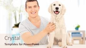  Presentation with dog - Slide set with man-posing-with-his-dog background and a lemonade colored foreground