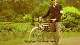  Presentation with vintage retro - Colorful presentation theme enhanced with man-posing-with-retro-bicycle backdrop and a gold colored foreground