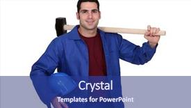  Presentation with hammer sickle - Presentation design consisting of man posing with sledge-hammer background and a navy blue colored foreground