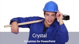  Presentation with hammer sickle - Colorful presentation theme enhanced with man posing with sledge-hammer backdrop and a  colored foreground