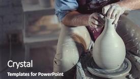  Presentation with wheel - Theme having man on a potter's wheel background and a dark gray colored foreground