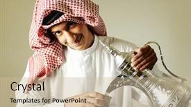  Presentation with arabic - Cool new presentation with man pouring a traditional coffee backdrop and a soft green colored foreground