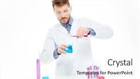  Presentation with chemicals - Slide deck enhanced with man pouring chemicals isolated background and a white colored foreground