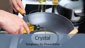  Presentation with cooking oil - Beautiful PPT theme featuring man pouring cooking oil backdrop and a seafoam green colored foreground