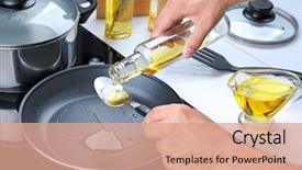  Presentation with frying - Beautiful presentation featuring man pouring cooking oil backdrop and a coral colored foreground