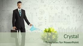  Presentation with pouring water - Slide deck featuring man pouring water on lightbulb background and a soft green colored foreground