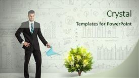  Presentation with pouring water - Slide deck featuring man pouring water on lightbulb background and a sky blue colored foreground