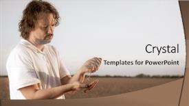  Presentation with wheat - Presentation theme consisting of human strokes - man pours wheat from hand background and a light gray colored foreground