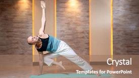  Presentation with pencils blue one yellow - Colorful presentation theme enhanced with man practices yoga while standing backdrop and a coral colored foreground