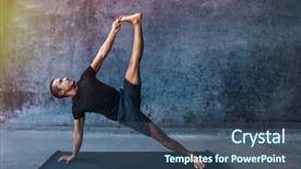  Presentation with advanced - Amazing slide deck having man practicing advanced yoga backdrop and a ocean colored foreground