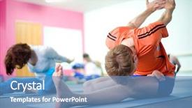  Presentation with club - Theme with man practicing yoga at health background and a  colored foreground