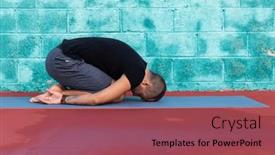  Presentation with turquoise - PPT layouts enhanced with man-practicing-yoga background and a violet colored foreground