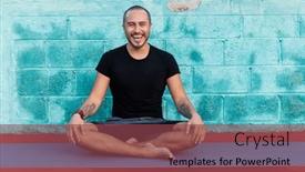  Presentation with turquoise - PPT theme with man-practicing-yoga background and a tawny brown colored foreground