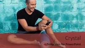  Presentation with turquoise - PPT theme enhanced with man-practicing-yoga background and a tawny brown colored foreground