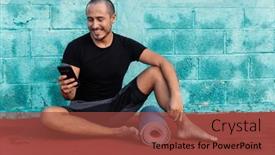  Presentation with turquoise - PPT theme featuring man-practicing-yoga background and a tawny brown colored foreground