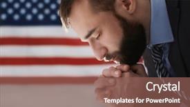  Presentation with american flag and eagle - Amazing presentation theme having man praying on american flag backdrop and a violet colored foreground