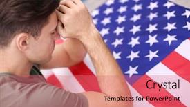  Presentation with american flag - Cool new theme with man praying over american flag backdrop and a  colored foreground